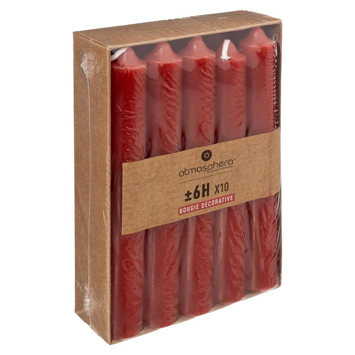 Lot de 10 Bougies Bâtons Rouges H 16 cm - Image 3