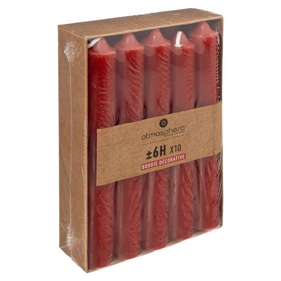 Lot de 10 Bougies Bâtons Rouges H 16 cm - Image 1