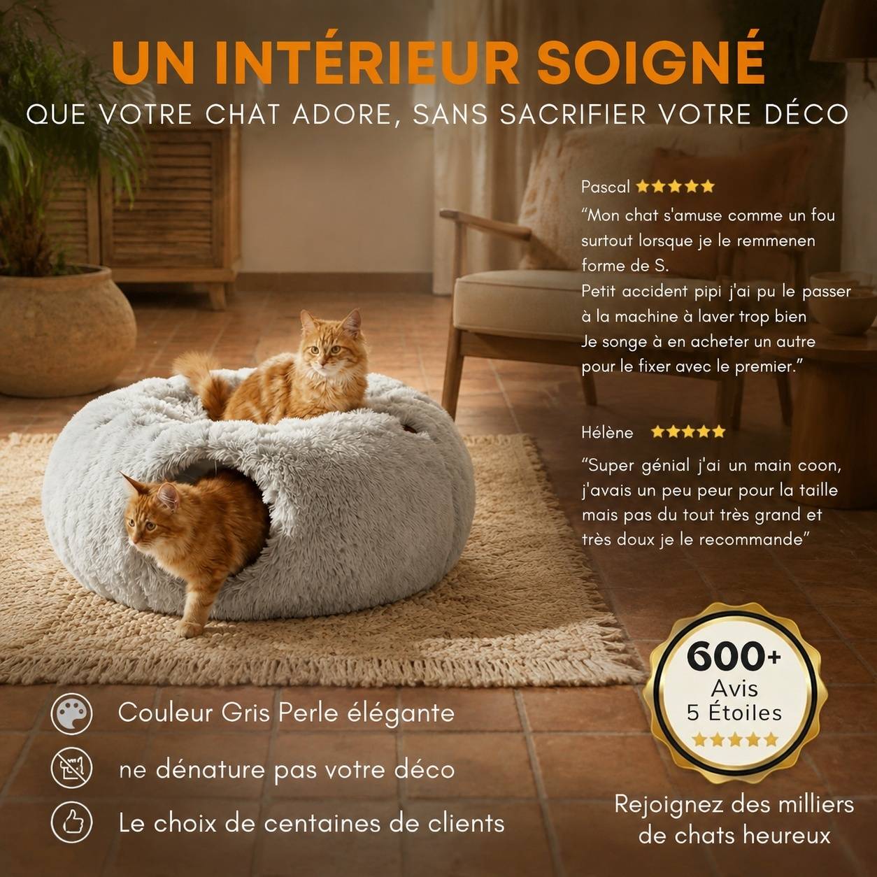 Tunnel à Chat Pelucheux Doux Extensible Connectable Pour Activité Physique - Image 7
