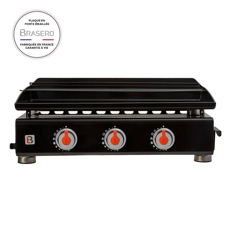 Brasero - Plancha gaz Silvia IIG 3 feux – BRASERO BY FAVEX – Plaque fonte 6 mm Fabriquée en France – 67 x 34 cm - 7,5 kW – Jusqu'à 10 convives - Image 2