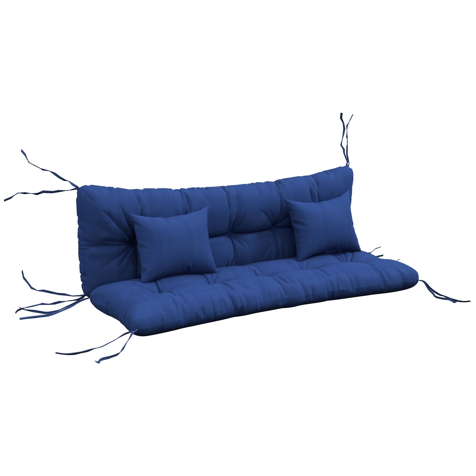 ComfortXL - Coussins banc de jardin polyester 150 x 50 cm bleu marine lot de 4 déperlants avec liens de fixation - Image 10