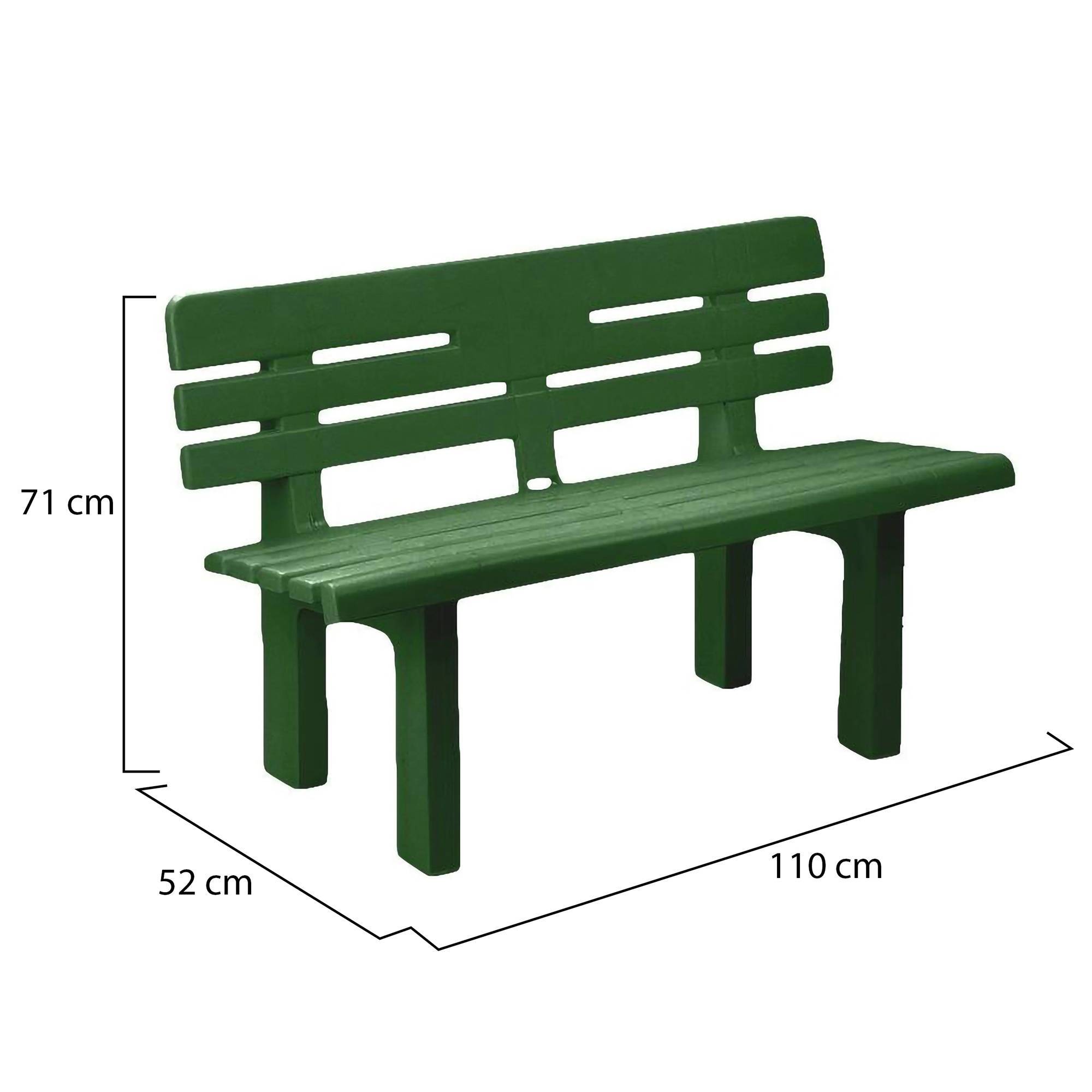 Dmora - Banc d'extérieur Marinella, Banc de jardin Monobloc, Banc d'extérieur, 100% Made in Italy, 110x52h71 cm, Vert - Dmora - Image 3