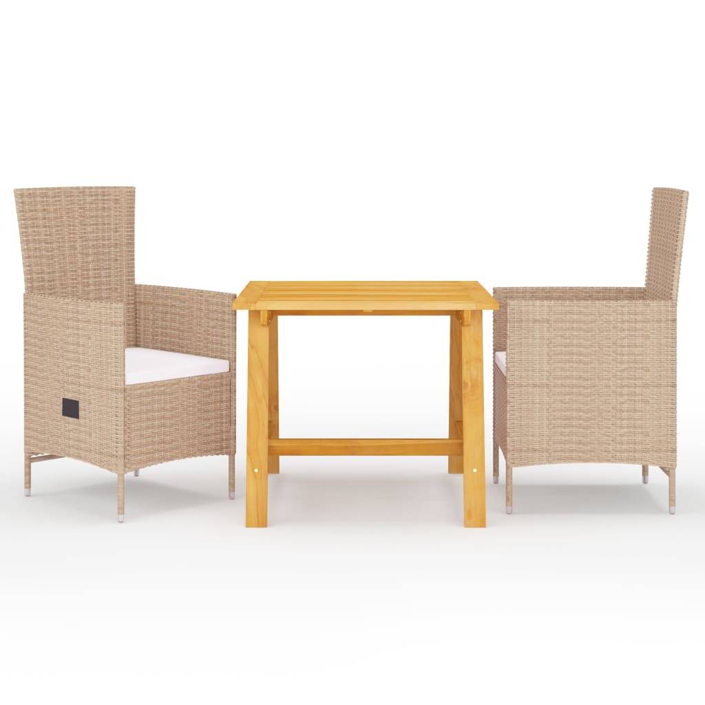 ComfortXL - Salon de Jardin 2 Personnes Inclinable Bois et Résine Tressée Beige – ComfortXL Outdoor Living - Image 1