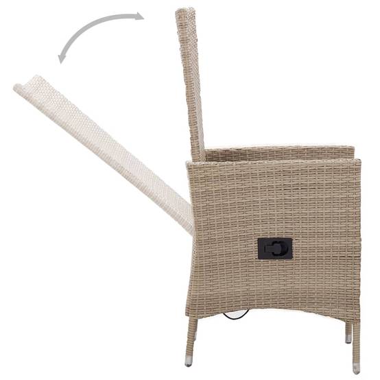 ComfortXL - Salon de Jardin 2 Personnes Inclinable Bois et Résine Tressée Beige – ComfortXL Outdoor Living - Image 8