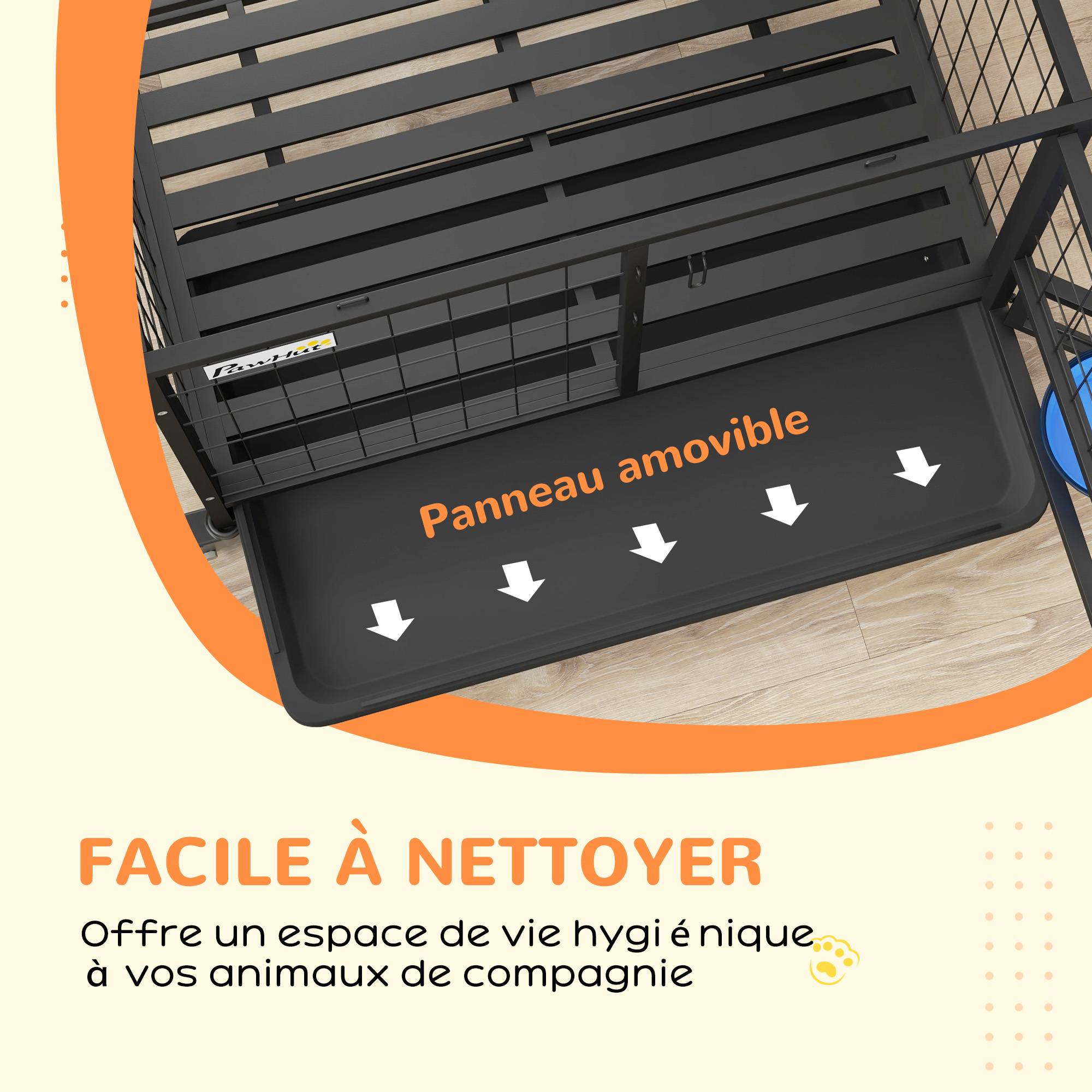 Sans Marque - Cage pour chien cage de transport sur roulettes avec support de gamelle plateau amovible 2 portes verrouillables - Image 10