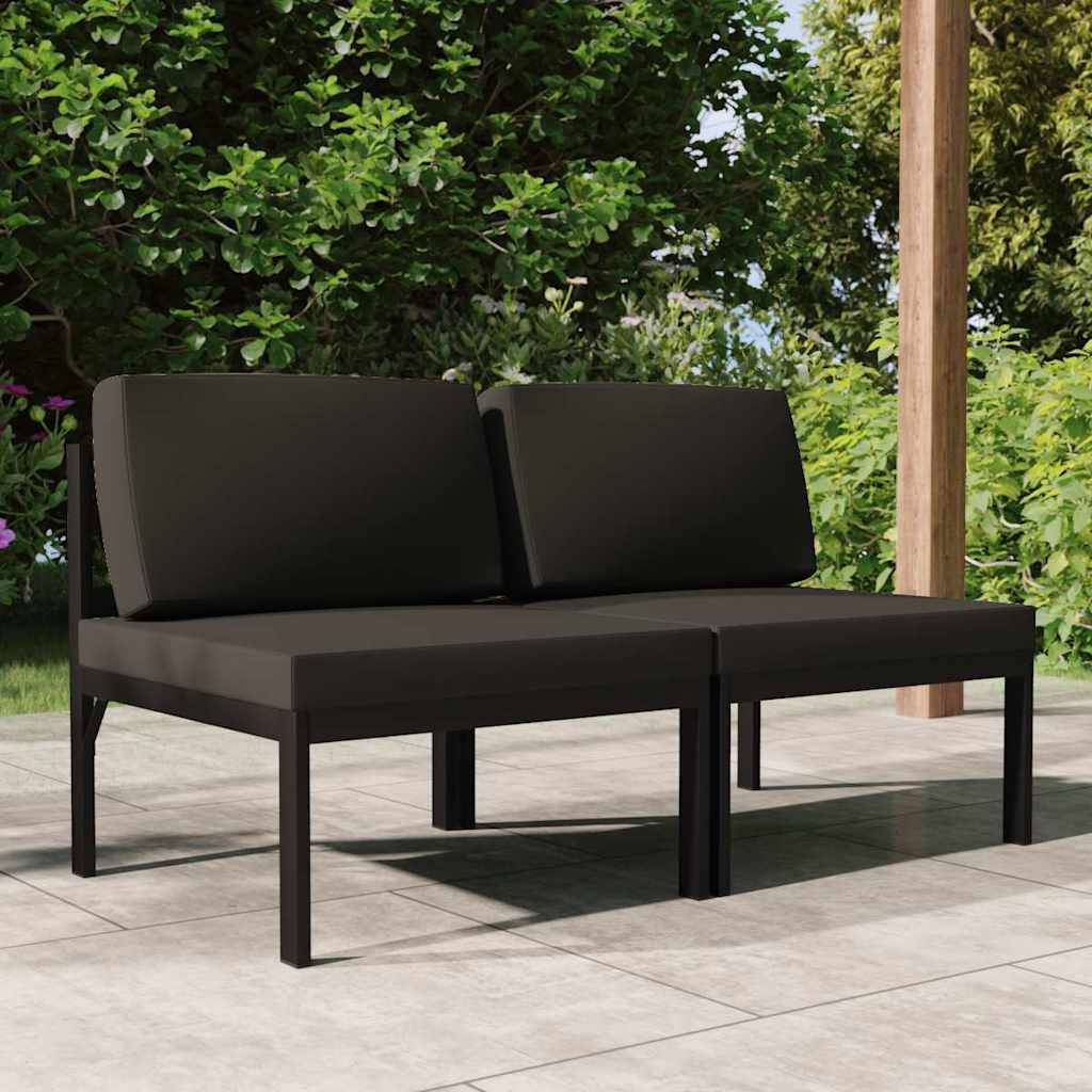 Vidaxl - Canapé de jardin 2 places avec coussins-Salon de jardin Aluminium Anthracite