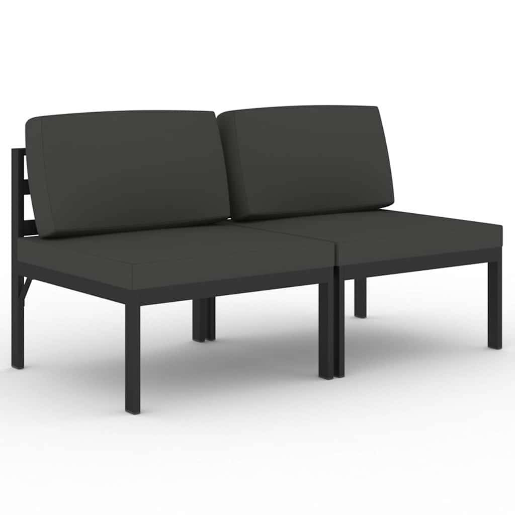 Vidaxl - Canapé de jardin 2 places avec coussins-Salon de jardin Aluminium Anthracite - Image 2