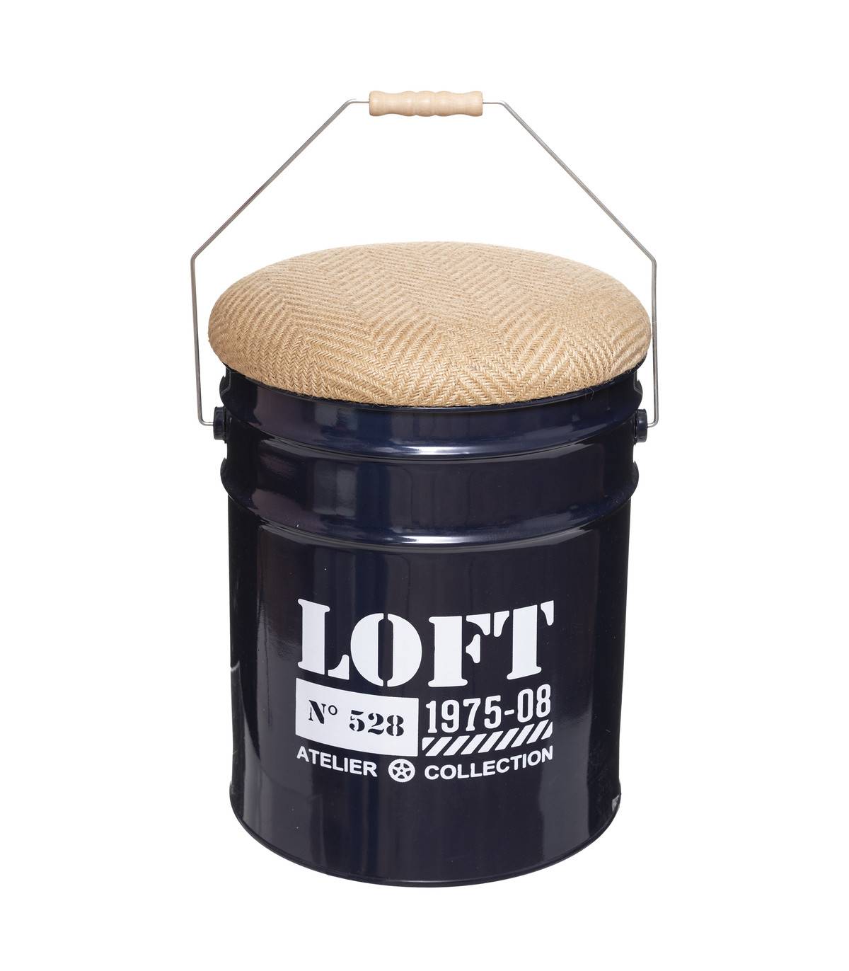 Lot de 2 Poufs Bidons & Coffres de rangement en Métal style industriel - Image 2