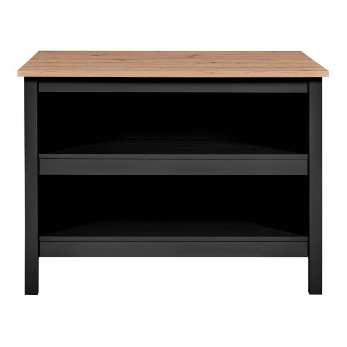 Ilot de Cuisine "Melina" 124cm Noir & Chêne - Image 1