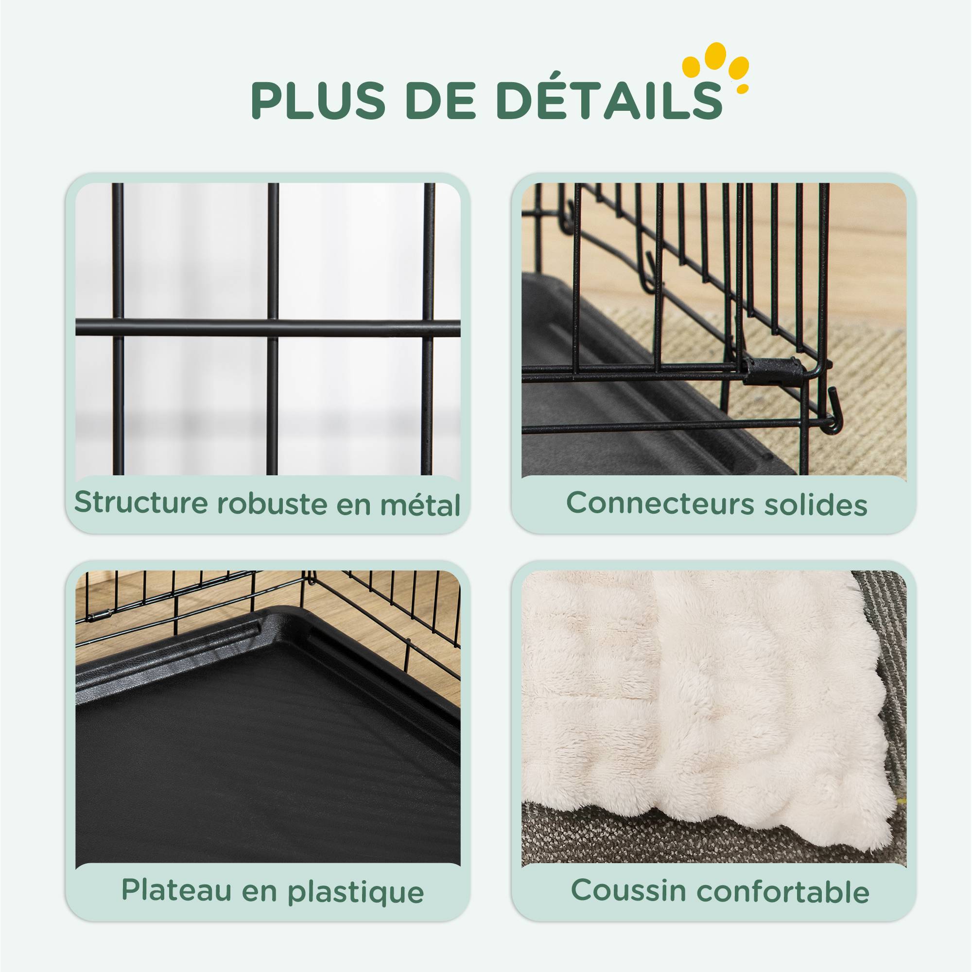Sans Marque - Cage pour chien cage de transport pour chien pliable avec 2 portes plateau amovible coussin lavable 75x48,5x53cm noir - Image 6