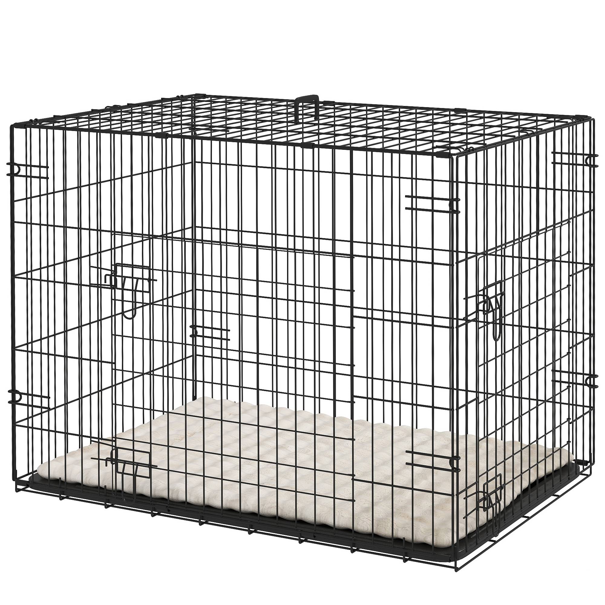 Sans Marque - Cage pour chien cage de transport pour chien pliable avec 2 portes plateau amovible coussin lavable 75x48,5x53cm noir - Image 2
