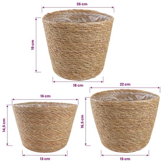 Paniers à plantes herbe de mer naturel 26 x 26 x 19 cm, Poids:0.81kg - PANGIVO - Image 7