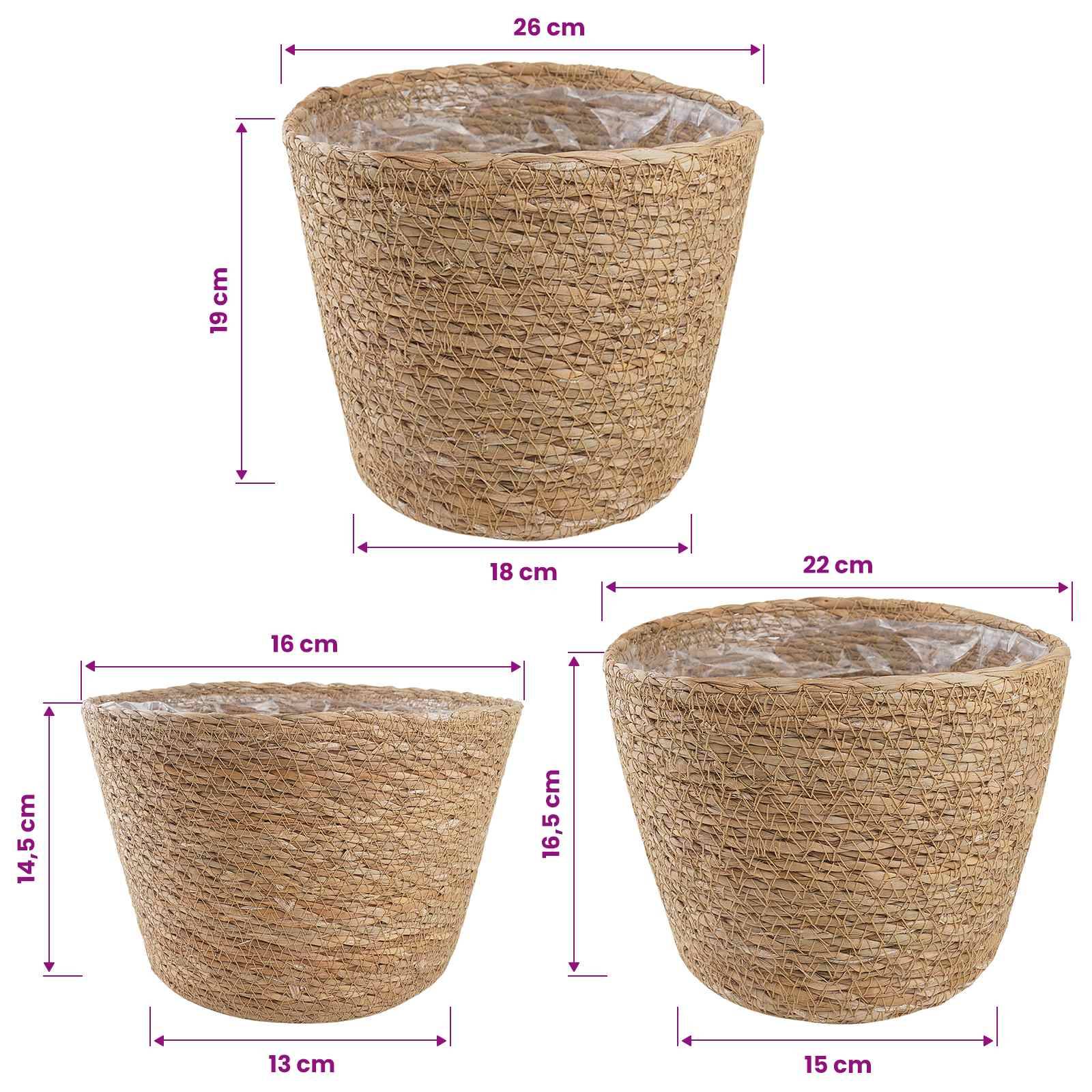 Paniers à plantes herbe de mer naturel 26 x 26 x 19 cm, Poids:0.81kg - PANGIVO - Image 7