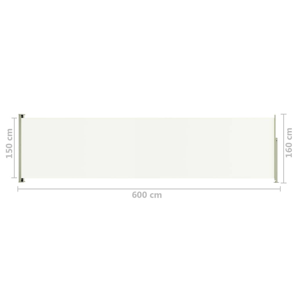 Helloshop26 - Auvent paravent store brise-vue latéral rétractable de patio jardin terrasse balcon protection visuelle écran 160 x 600 cm crème - Image 6