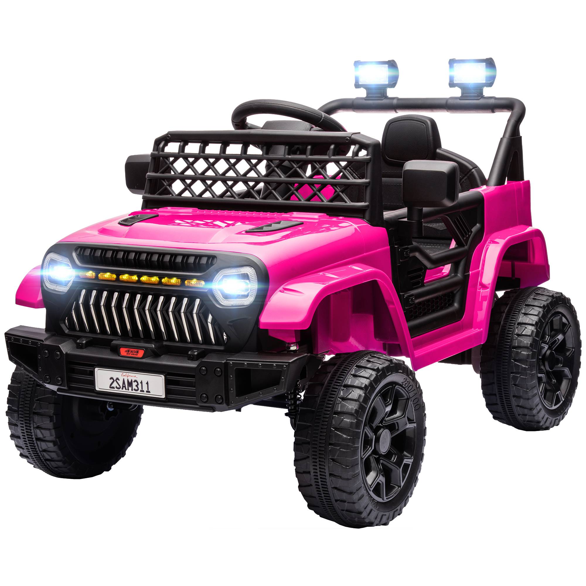Sans Marque - Voiture électrique enfants 12V télécommande 2,4 GHz 2 moteurs klaxon lumières LED musique 3-8 ans rose - Image 2