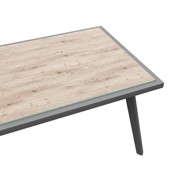 Mobilier de jardin avec finition bois, comprenant des coussins d'assise et des coussins de dossier, gris - Image 9