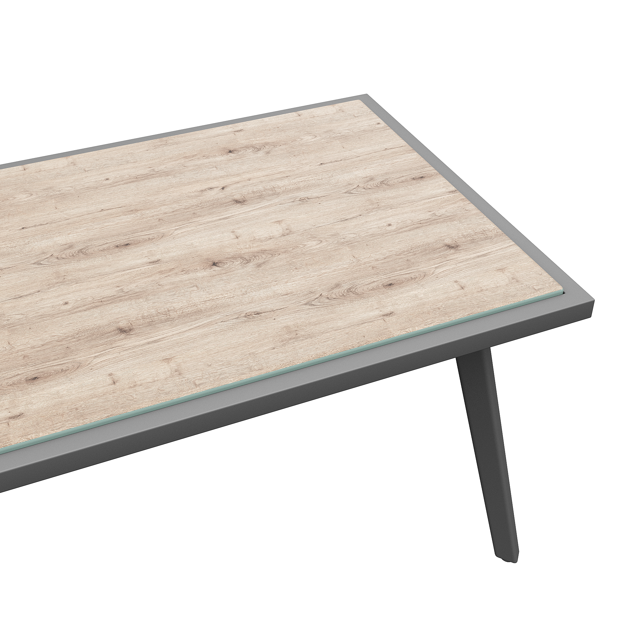 Mobilier de jardin avec finition bois, comprenant des coussins d'assise et des coussins de dossier, gris - Image 9