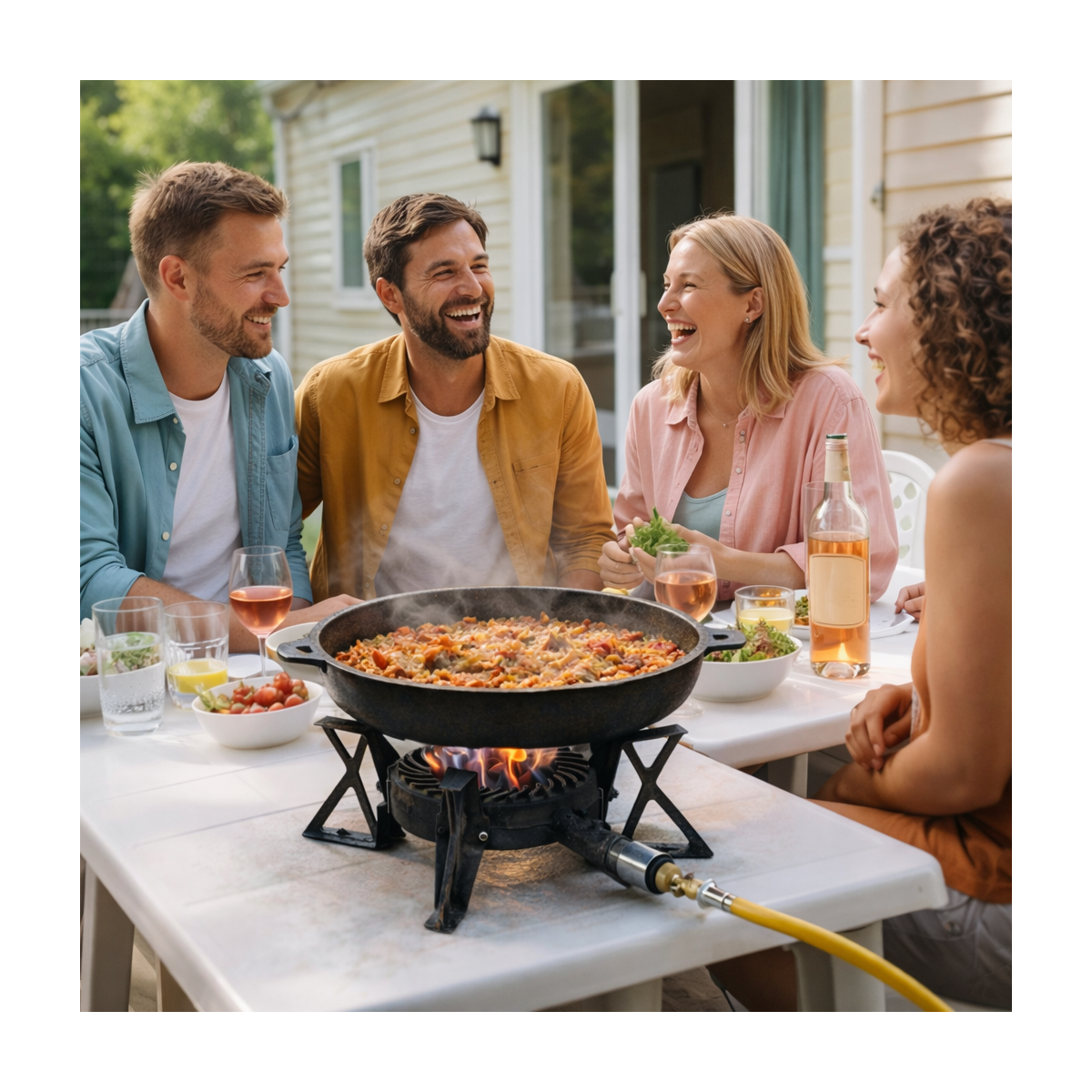 Rechaud gaz fonte véritable 7.5 kW 3 pieds Traiteur Réchaud portable Gaz Butane ou Propane Puissance réglable - Image 2