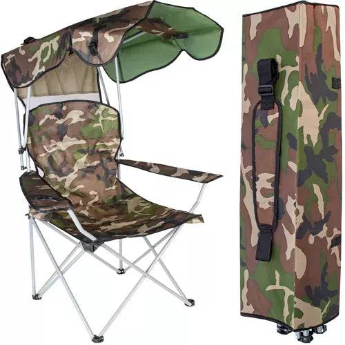 Importdistrib - Chaise de pêche camping camo avec toit pliable IMPORTDISTRIB - Image 1