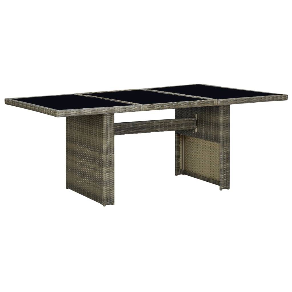 Table de Jardin Rectangulaire 200 cm Marron en Résine Tressée avec Plateau en Verre Noir – ComfortXL Outdoor Living - Image 1