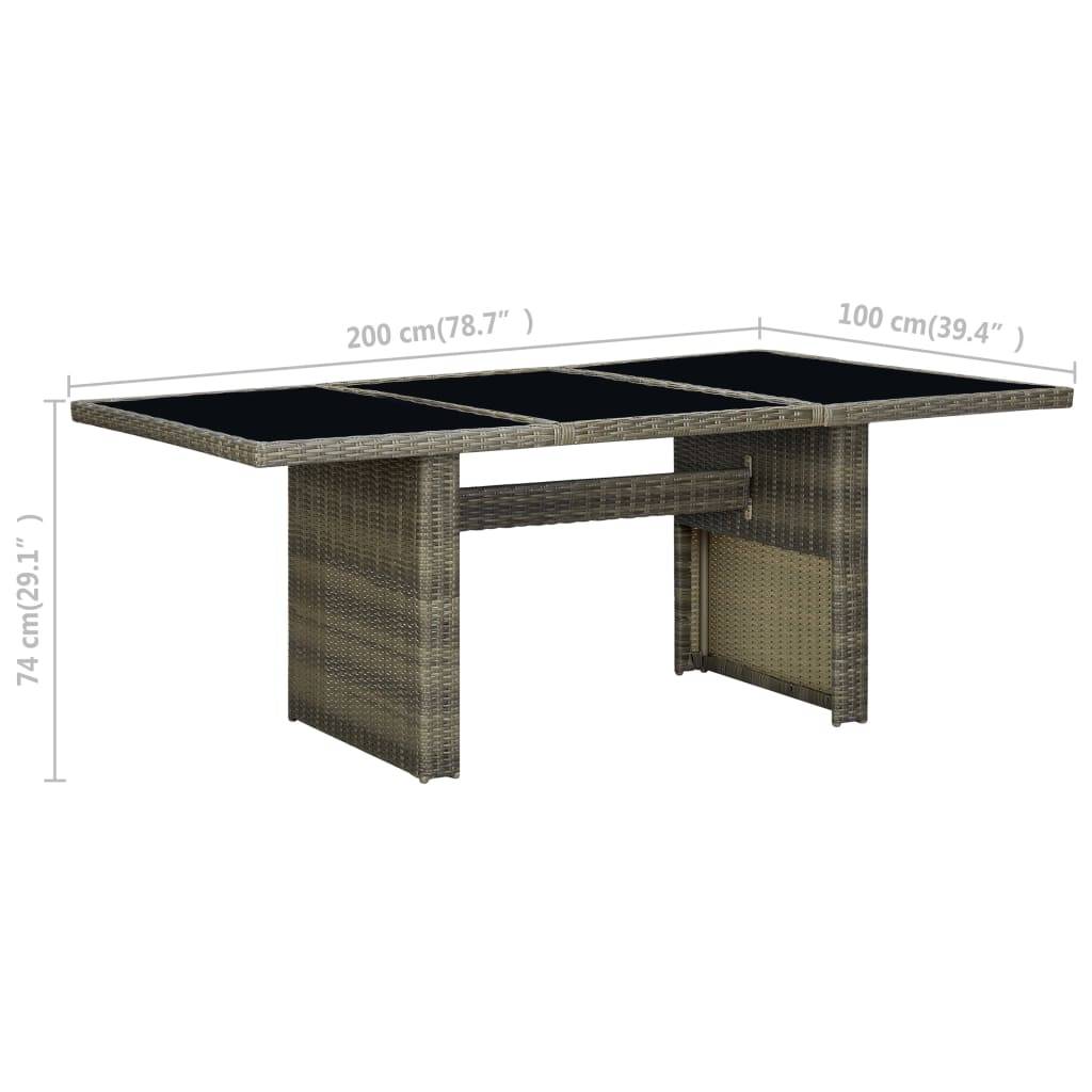 Table de Jardin Rectangulaire 200 cm Marron en Résine Tressée avec Plateau en Verre Noir – ComfortXL Outdoor Living - Image 6