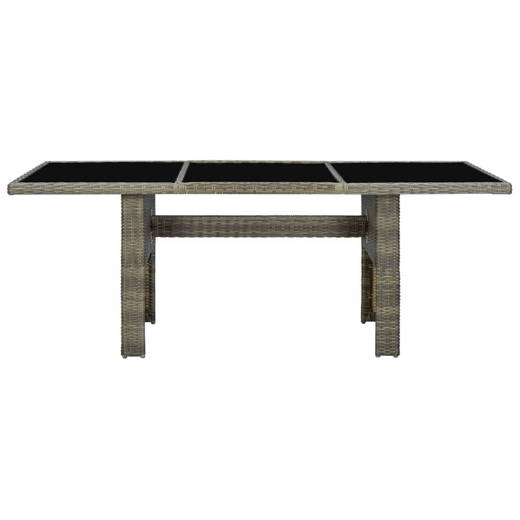 Table de Jardin Rectangulaire 200 cm Marron en Résine Tressée avec Plateau en Verre Noir – ComfortXL Outdoor Living - Image 2