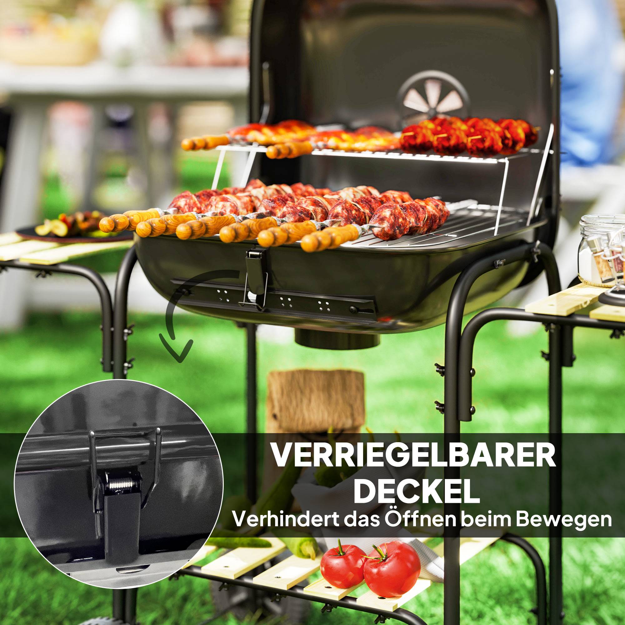 PANGIVO - Barbecue chariot à charbon acier noir 98 x 54 x 91 cm - PANGIVO - Image 9