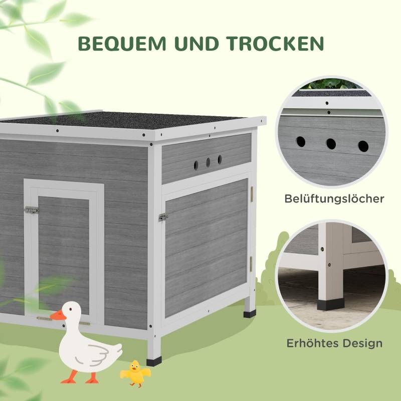 Abri Canards Poulailler Bois Sapin Toit Bitumé Ouvrant Nettoyage Facile Gris - ComfortXL Outdoor Living - Image 4