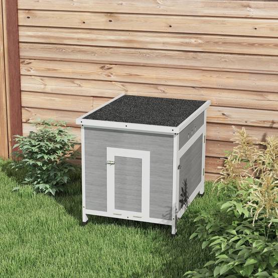 Abri Canards Poulailler Bois Sapin Toit Bitumé Ouvrant Nettoyage Facile Gris - ComfortXL Outdoor Living - Image 7