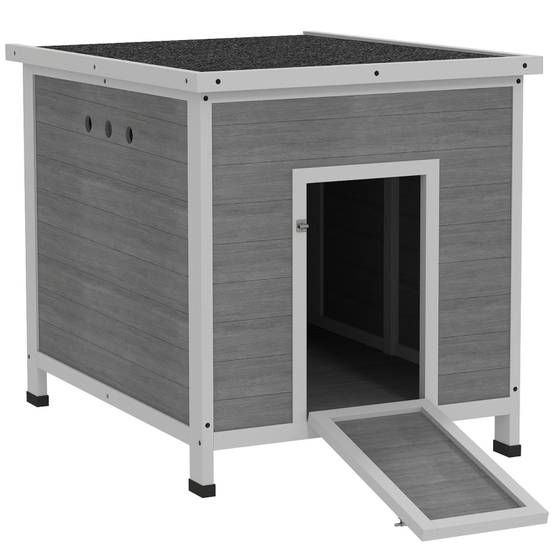Abri Canards Poulailler Bois Sapin Toit Bitumé Ouvrant Nettoyage Facile Gris - ComfortXL Outdoor Living - Image 8