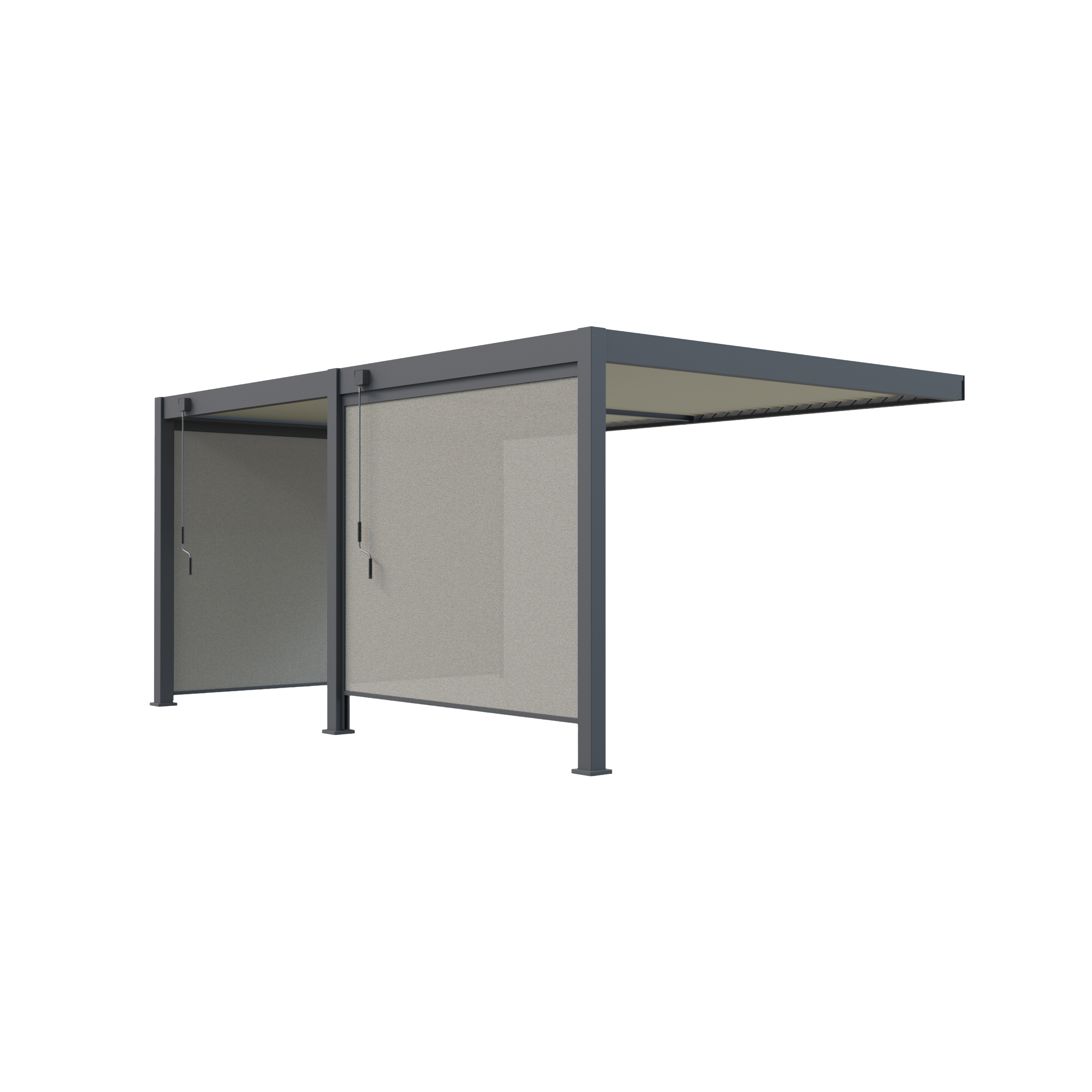 Pergola Bioclimatique Aluminium Adossée 19m² - 3,6x5,3 - Deux Stores Inclus - Anthracite - 34 lames en Aluminium a 120 degrés - Image 2