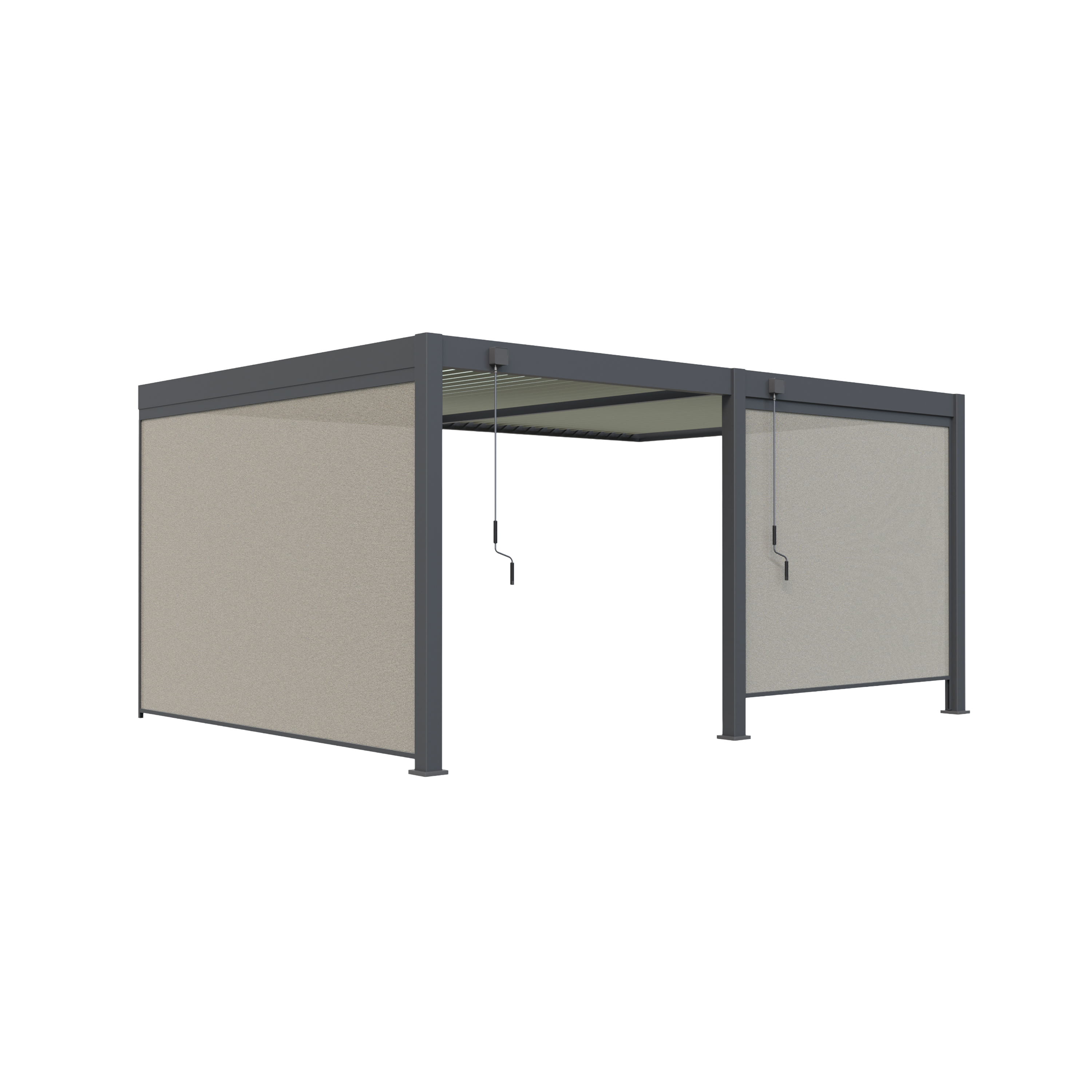 Pergola Bioclimatique Aluminium Adossée 19m² - 3,6x5,3 - Deux Stores Inclus - Anthracite - 34 lames en Aluminium a 120 degrés - Image 3
