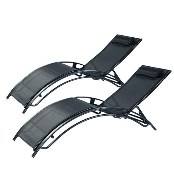 Concept Usine - Lot de 2 transats ajustables noir CALI - Image 1