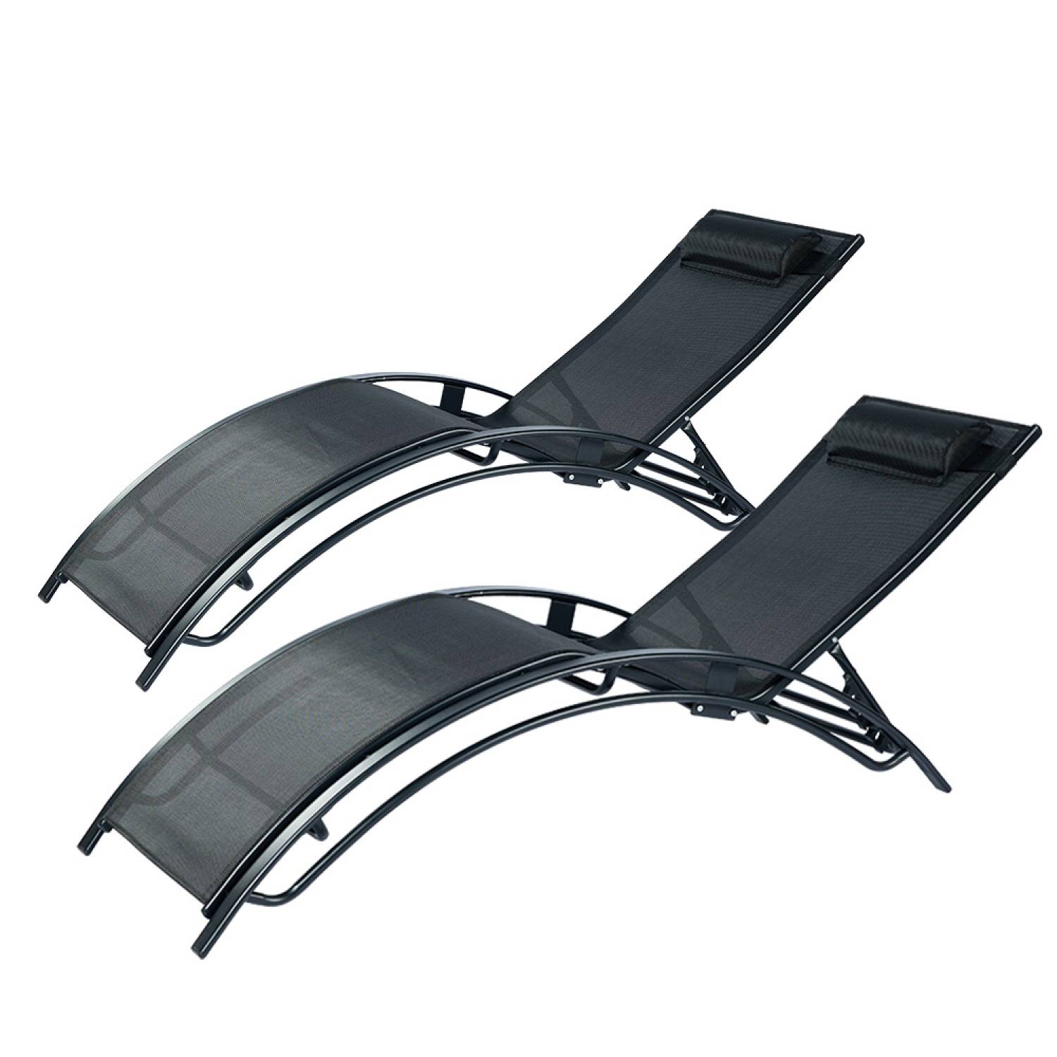 Concept Usine - Lot de 2 transats ajustables noir CALI - Image 1