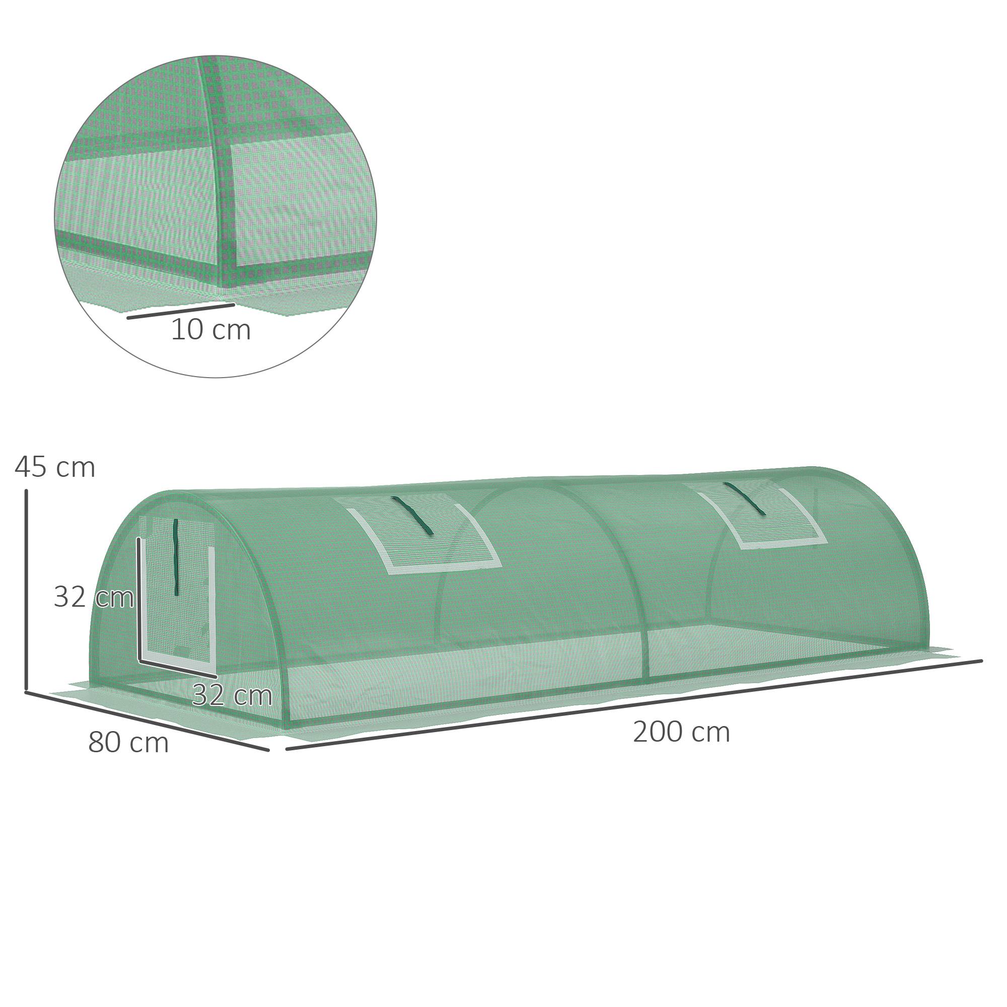ComfortXL - Serre tunnel basse en acier et plastique vert 200 x 80 x 45 cm potager protection UV - ComfortXL Outdoor Living - Image 5