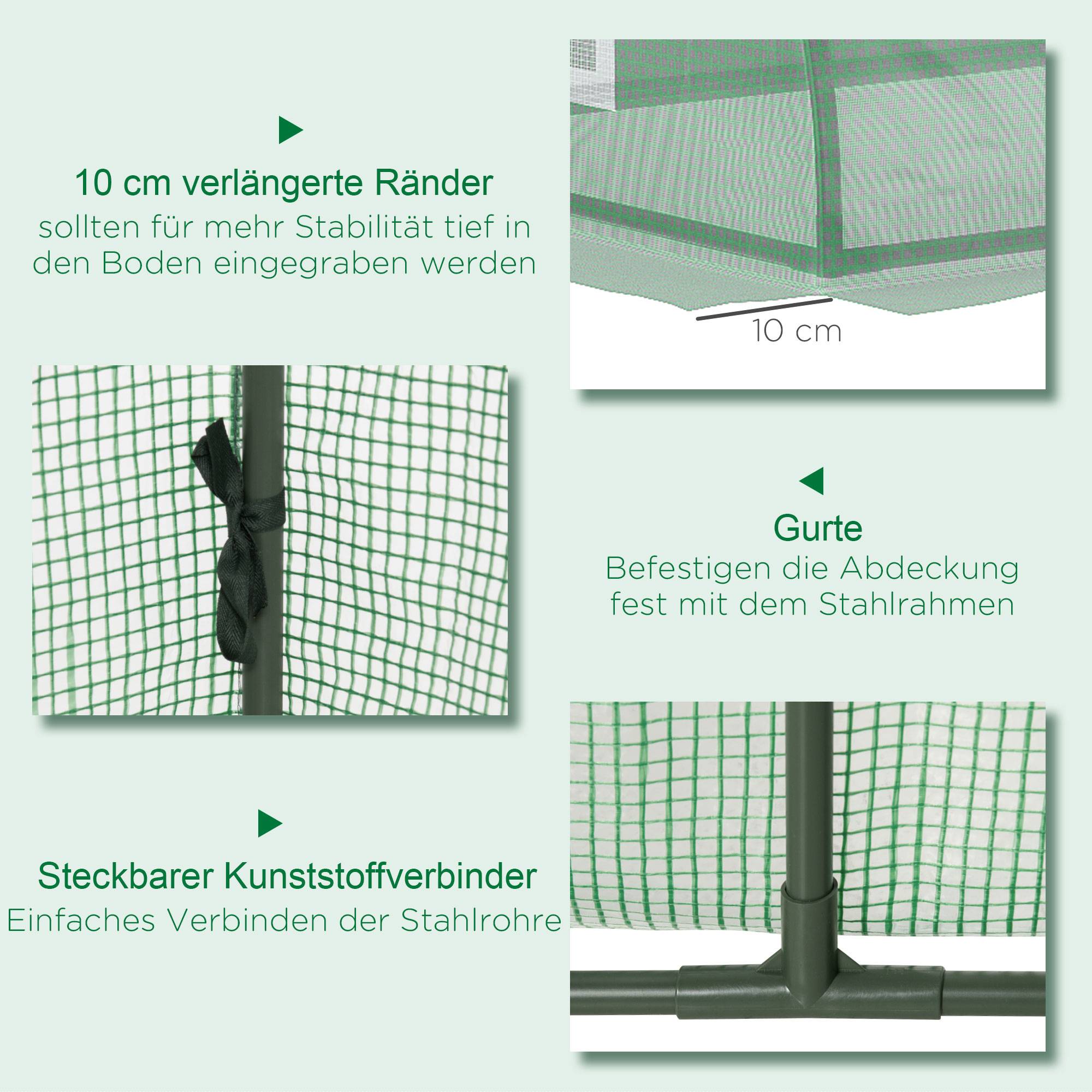 ComfortXL - Serre tunnel basse en acier et plastique vert 200 x 80 x 45 cm potager protection UV - ComfortXL Outdoor Living - Image 8