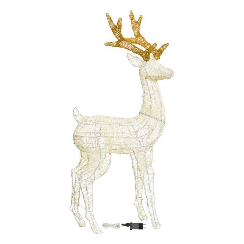 Lotti - Renne lumineux 3D H125cm fil tressé crème et marron 240 LED ambré fixe Smart Connect 31V professionnel Lotti - Image 4
