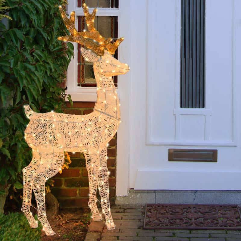 Lotti - Renne lumineux 3D H125cm fil tressé crème et marron 240 LED ambré fixe Smart Connect 31V professionnel Lotti - Image 2