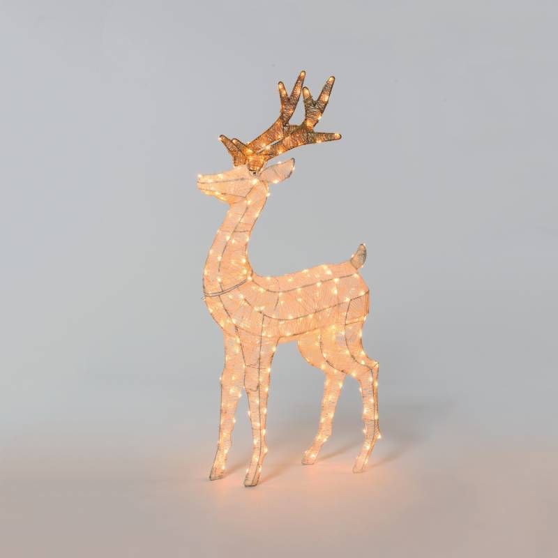 Lotti - Renne lumineux 3D H125cm fil tressé crème et marron 240 LED ambré fixe Smart Connect 31V professionnel Lotti - Image 1