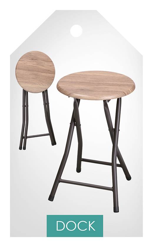 Importdistrib - Tabouret Pliable Diam 30cm H45cm IMPORTDISTRIB - Image 4