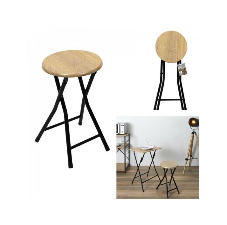 Importdistrib - Tabouret Pliable Diam 30cm H45cm IMPORTDISTRIB - Image 3