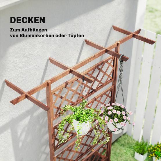Jardinière avec treillis, bois, coin, support arrière et toit - Image 7