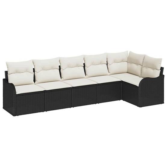 Salon de Jardin 6 Places en Poly Rotin Tressé Modulable pour Terrasse Noir – ComfortXL Outdoor Living - Image 2