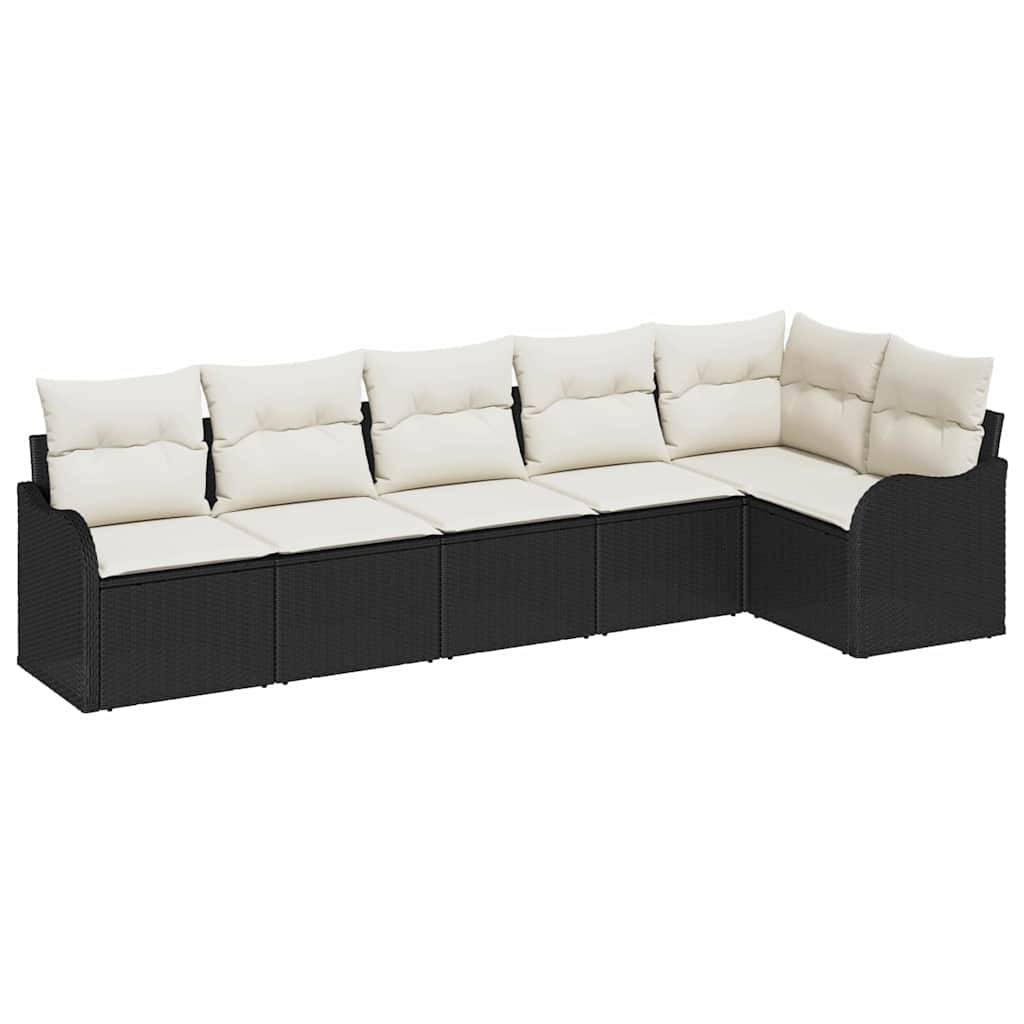 Salon de Jardin 6 Places en Poly Rotin Tressé Modulable pour Terrasse Noir – ComfortXL Outdoor Living - Image 2