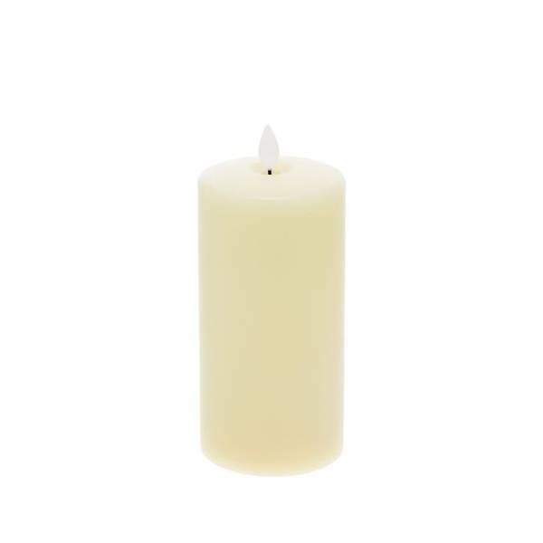 Bougie lumineuse LED cylindrique en cire ivoire flamme vacillante piles 15cm Timer blanc chaud Lotti - Image 4