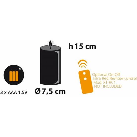 Bougie lumineuse LED cylindrique en cire ivoire flamme vacillante piles 15cm Timer blanc chaud Lotti - Image 3