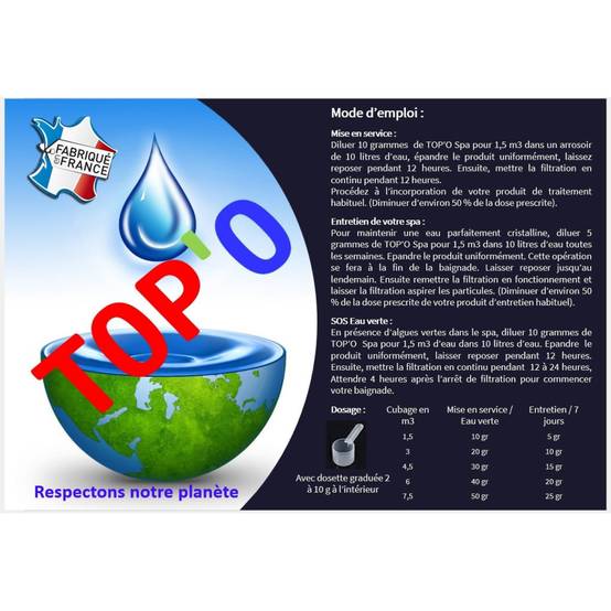TOP'O - Clarifiant spa, algicide, floculent, capteur de fer 500g - Image 2