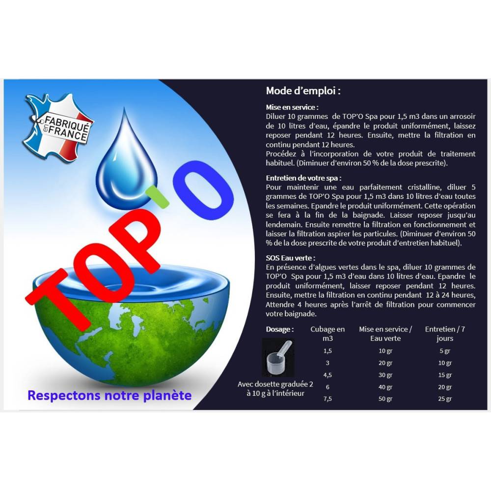 TOP'O - Clarifiant spa, algicide, floculent, capteur de fer 500g - Image 2