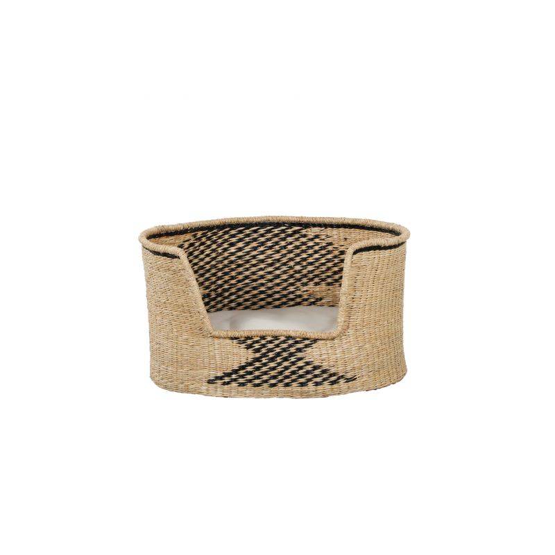 Panier ovale APOLLON pour chien et chat en jonc de mer coussin écru Beau Rivage - Image 4