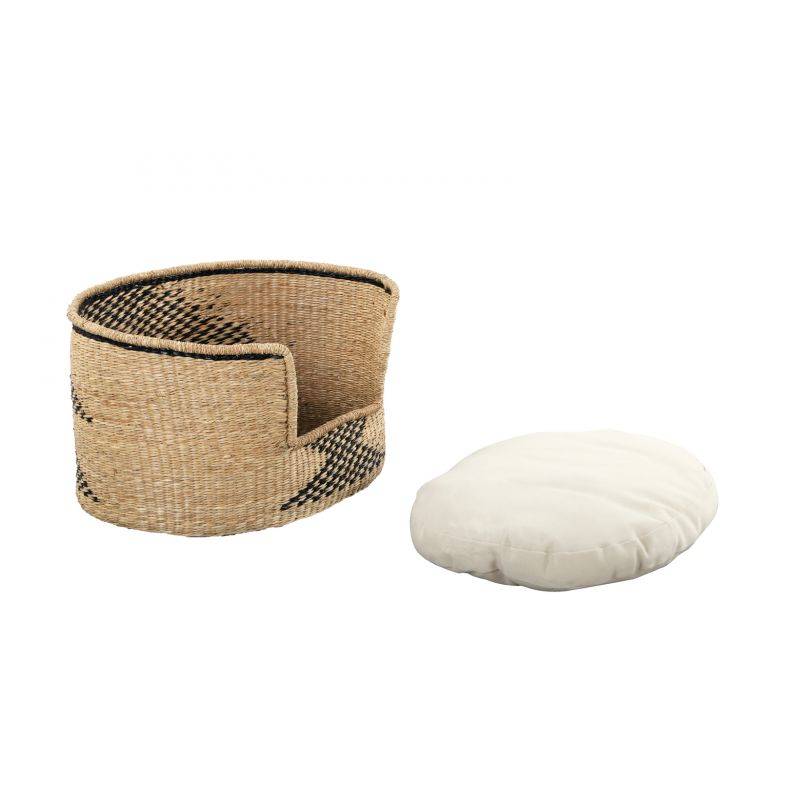 Panier ovale APOLLON pour chien et chat en jonc de mer coussin écru Beau Rivage - Image 7